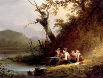 ヤング・アングラーズの田園風景 ウィリアム・シェイアー・シニア Oil Paintings